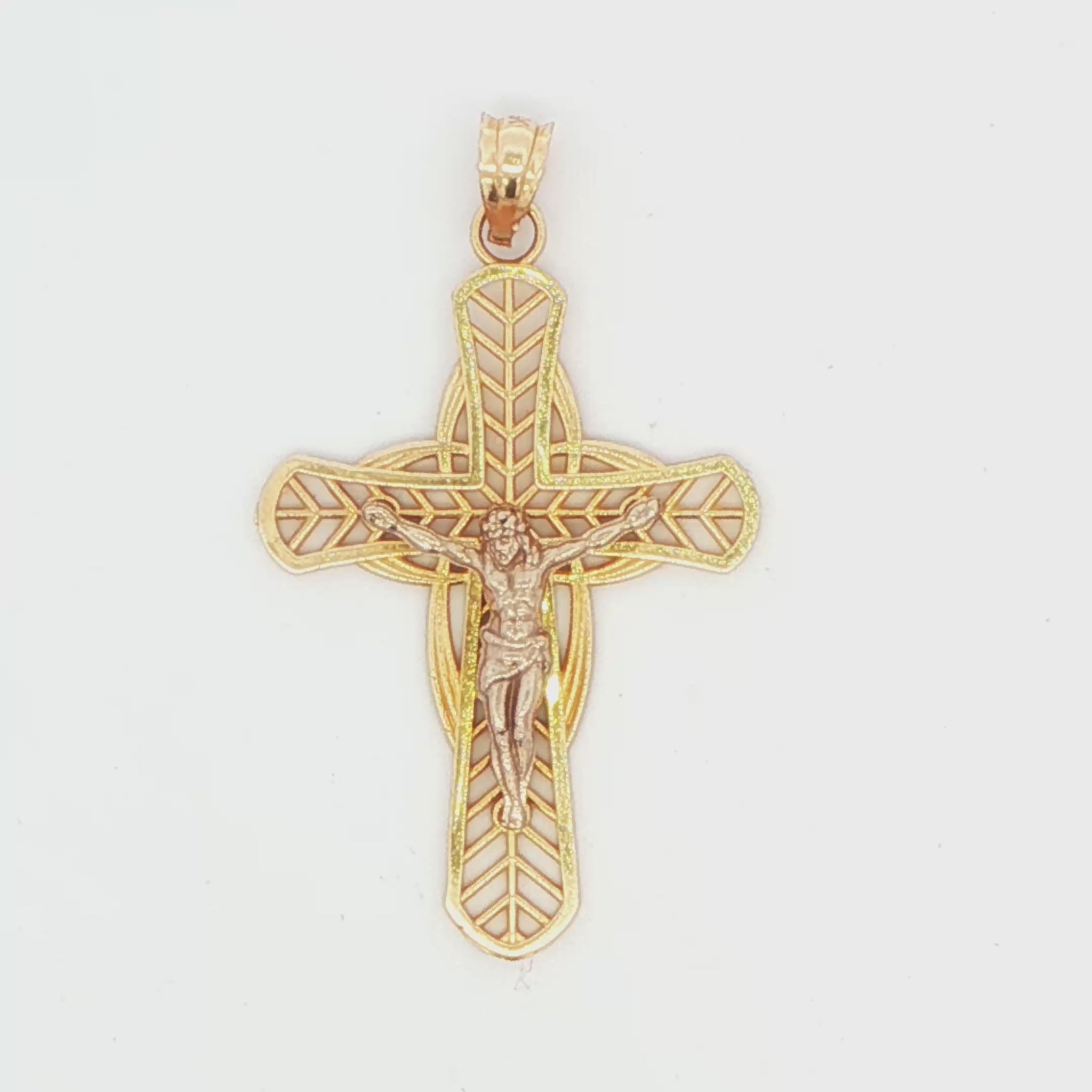 Cross Pendant with Leaf Design