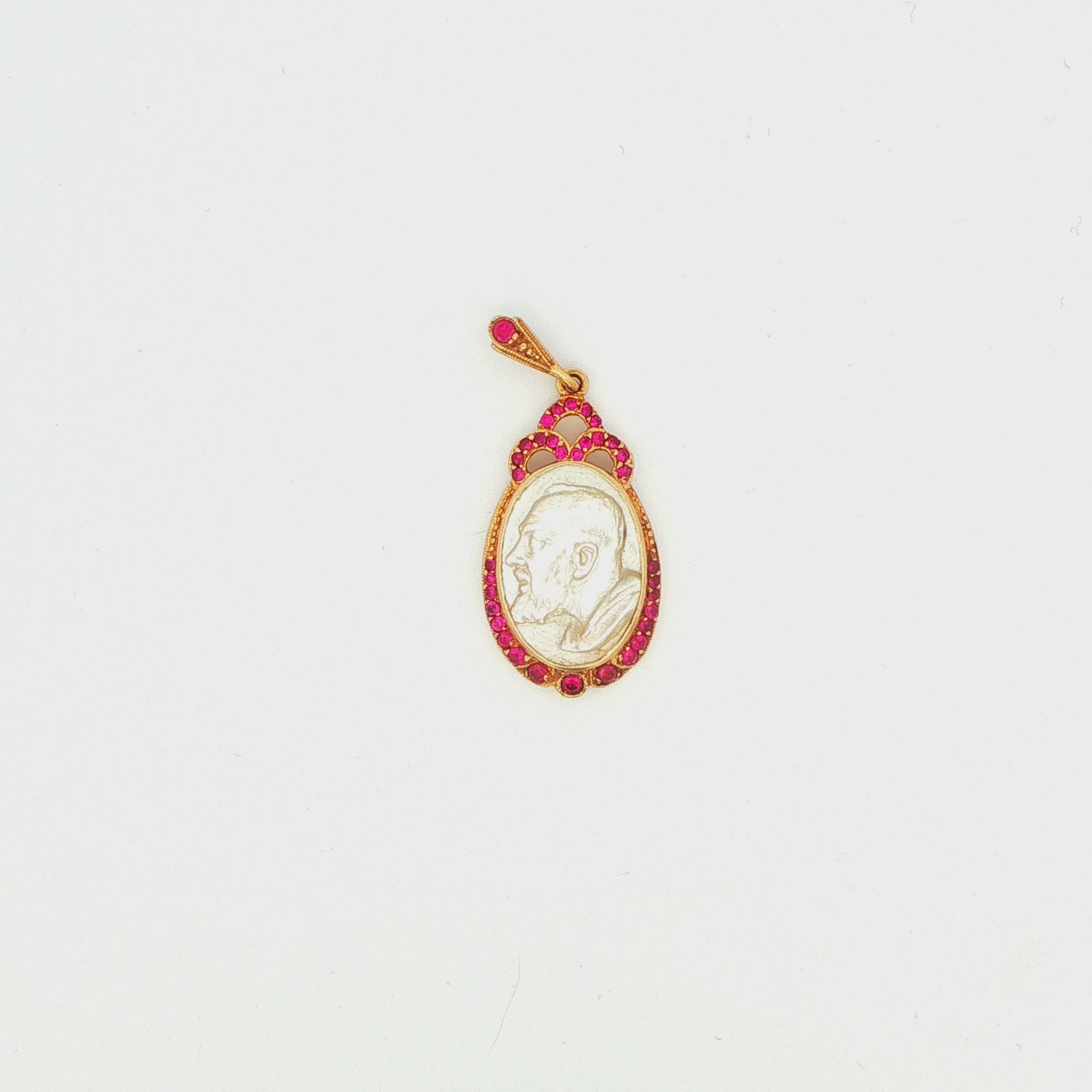 Mother of Pearl Cameo Pendant with Ruby Accents