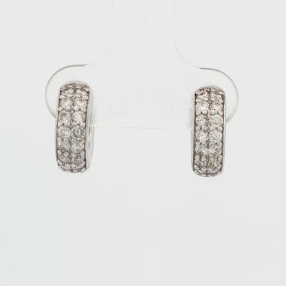 Two-Row Diamond Huggie Earrings