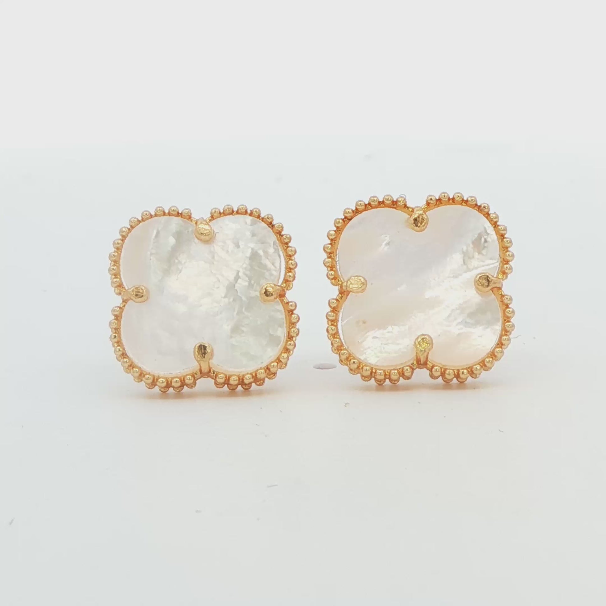 Mother-of-Pearl Heart Stud Earrings