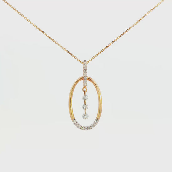 Diamond Oval Pendant Necklace