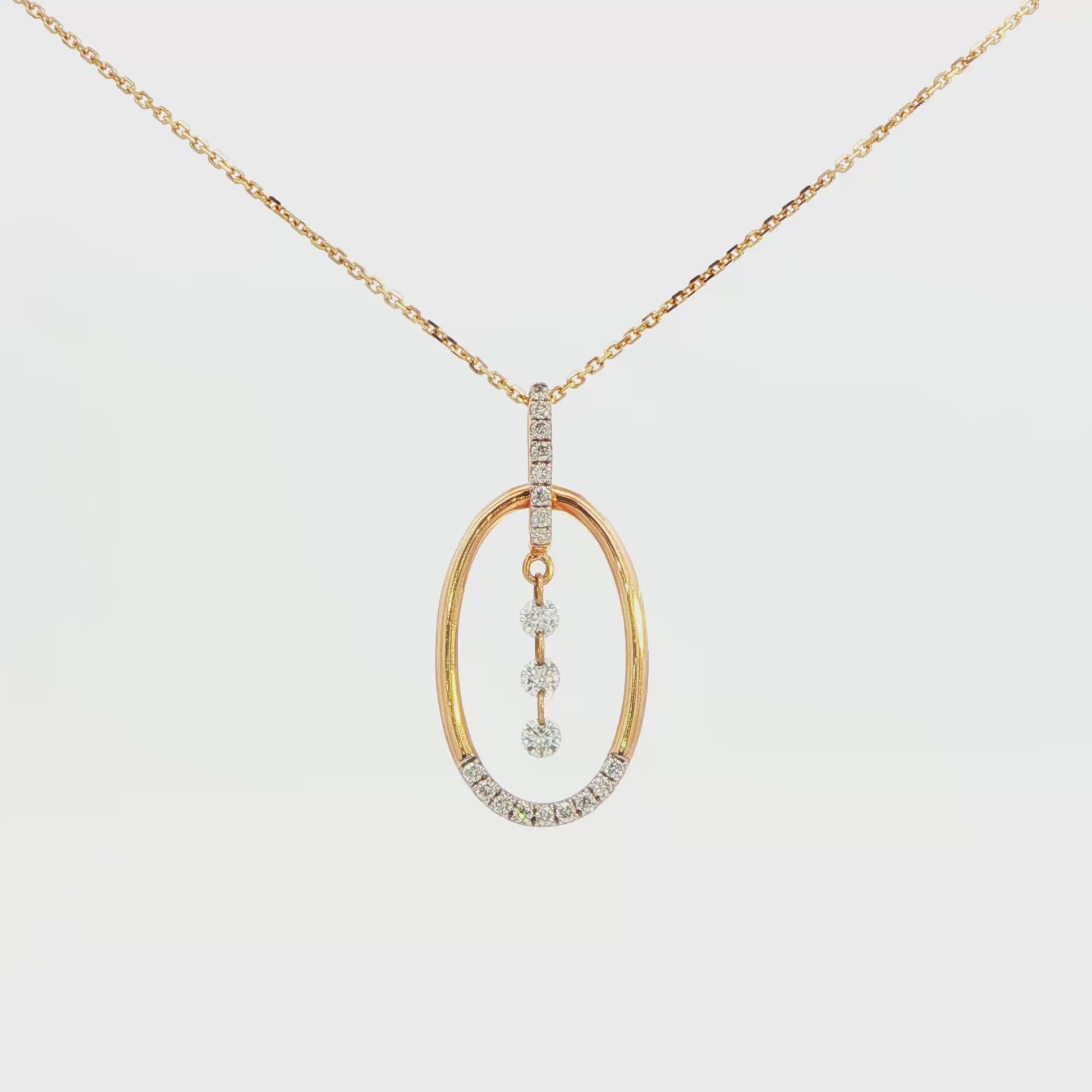Diamond Oval Pendant Necklace