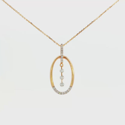 Diamond Oval Pendant Necklace
