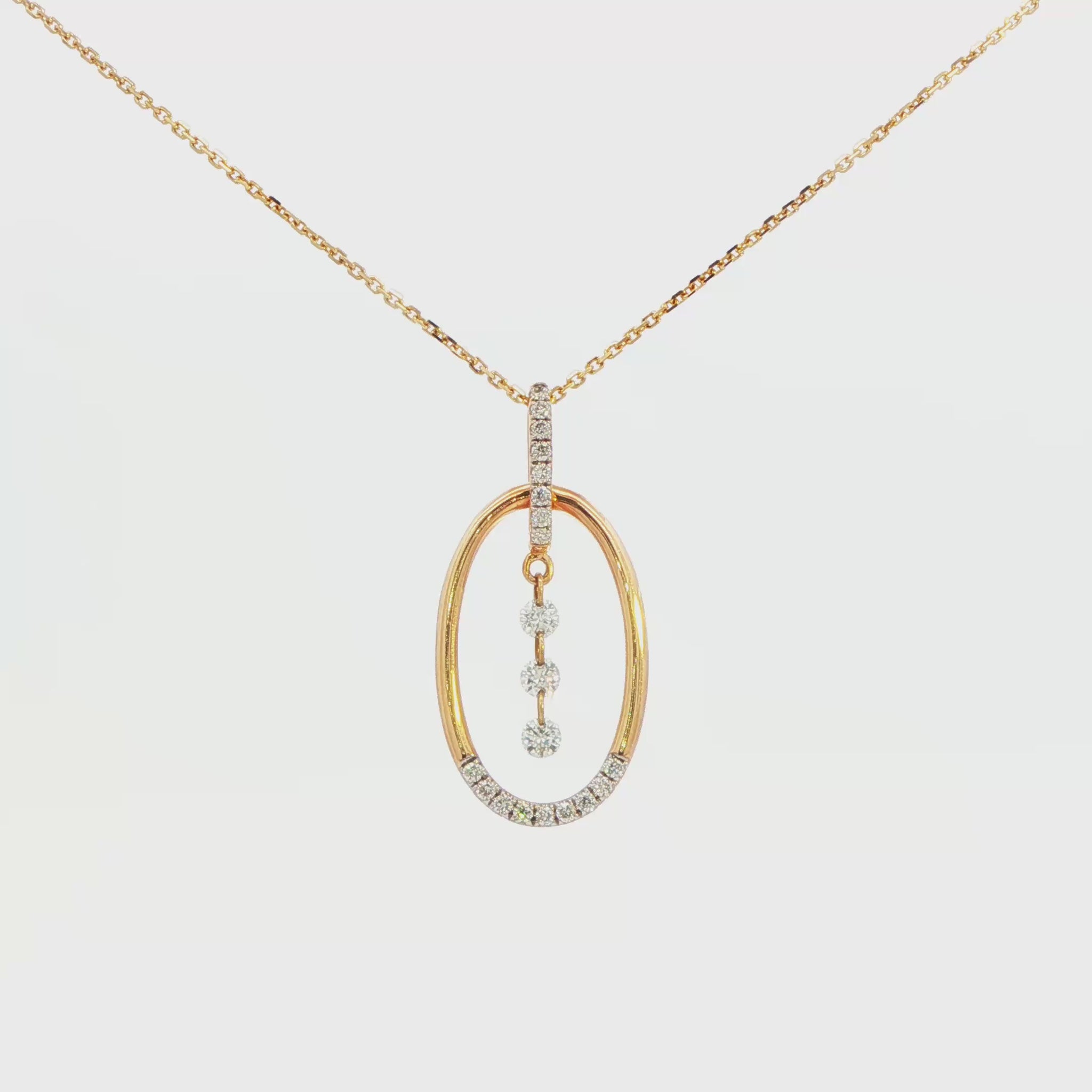 Diamond Oval Pendant Necklace