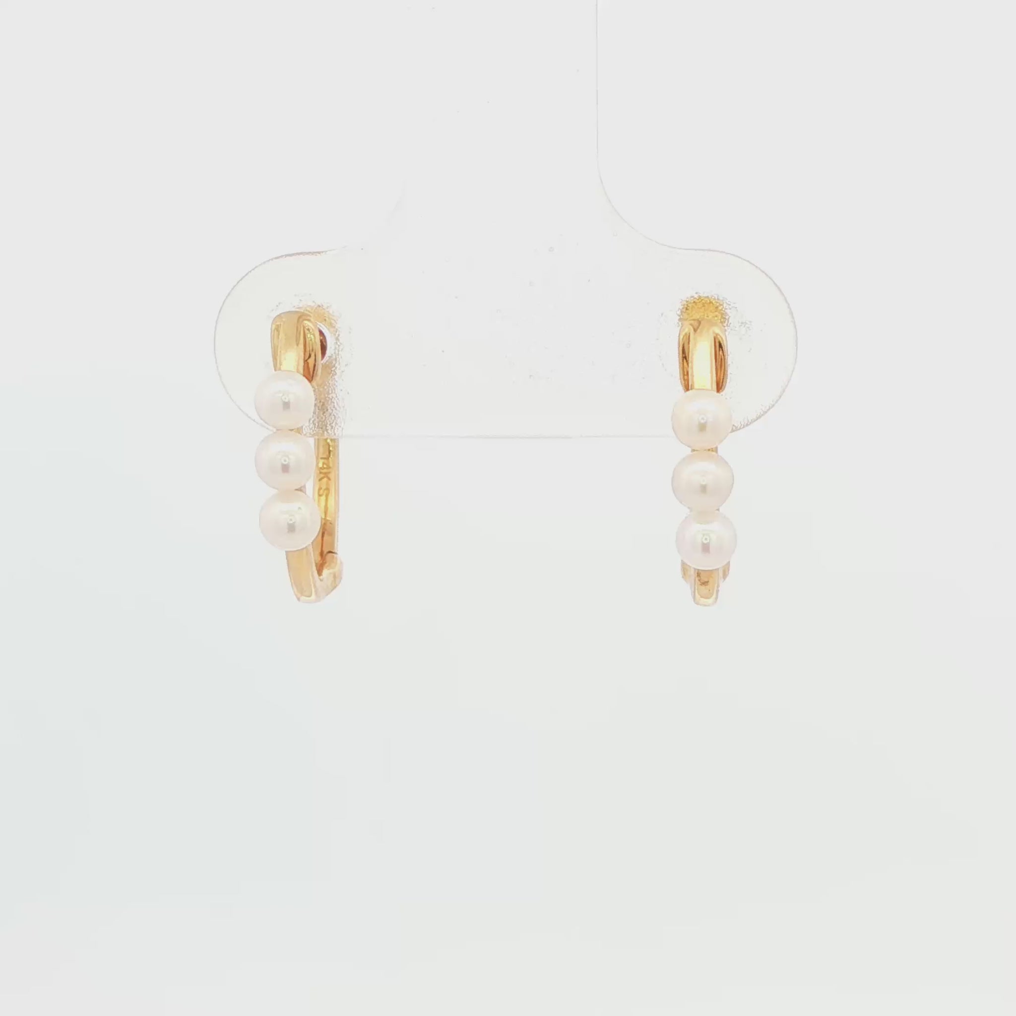 14K YG SMALL 6 PEARL HOOP EARRING