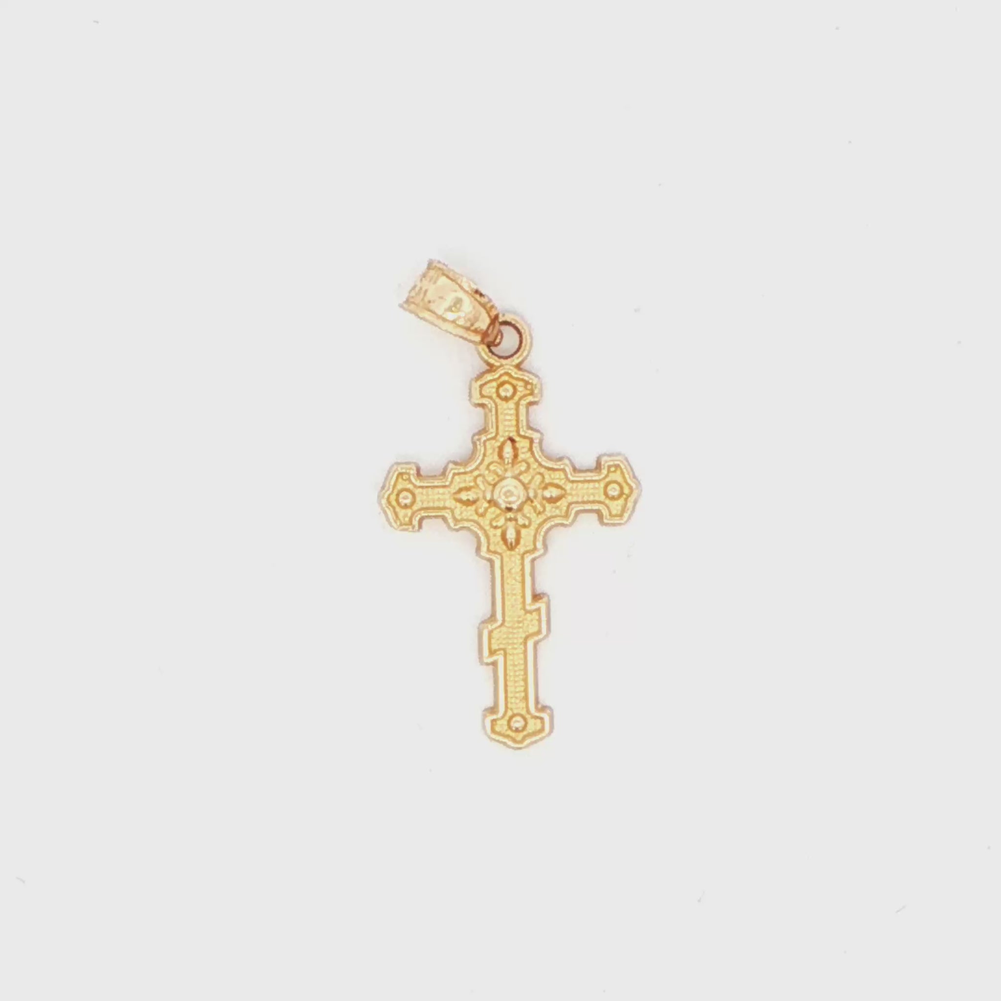 14K YG MINI EAST ORTHODOX CROSS PEND, 1.1G