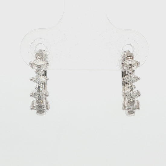 Diamond Marquise and Round Huggie Earrings