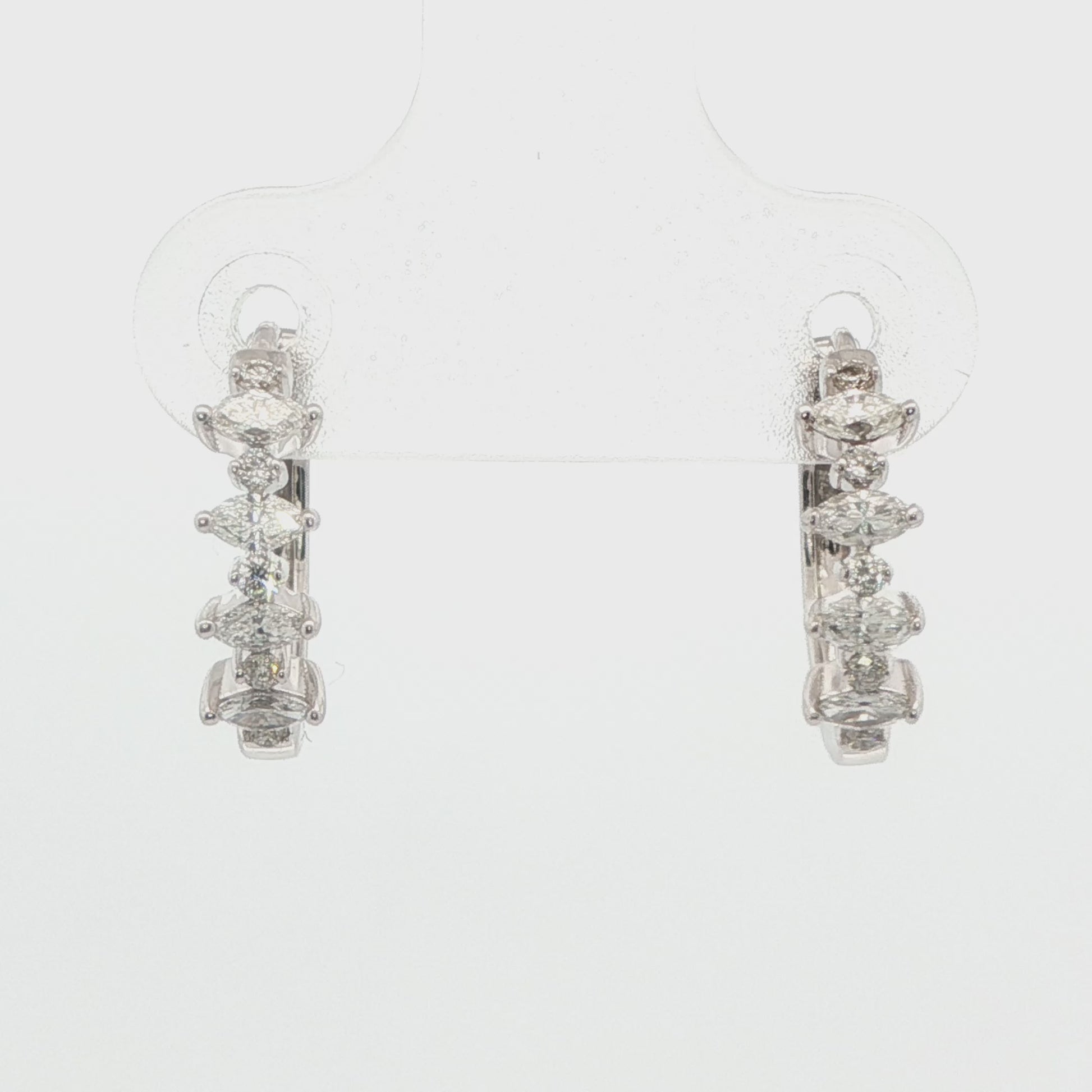 Diamond Marquise and Round Huggie Earrings