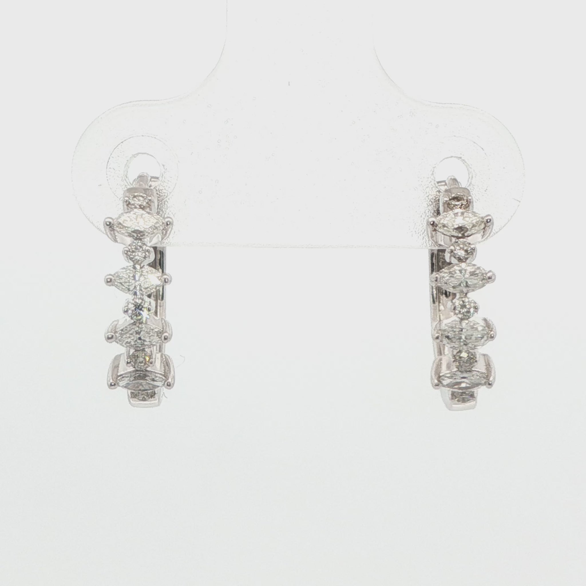 Diamond Marquise and Round Huggie Earrings
