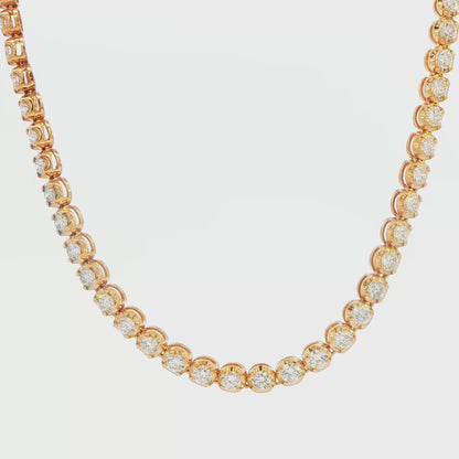 14K YG LG 6.98 CTW 16'  DIAMOND TENNIS NECKLACE CUPCAKE SET, EACH STONE 7 PTS, 10.1 G