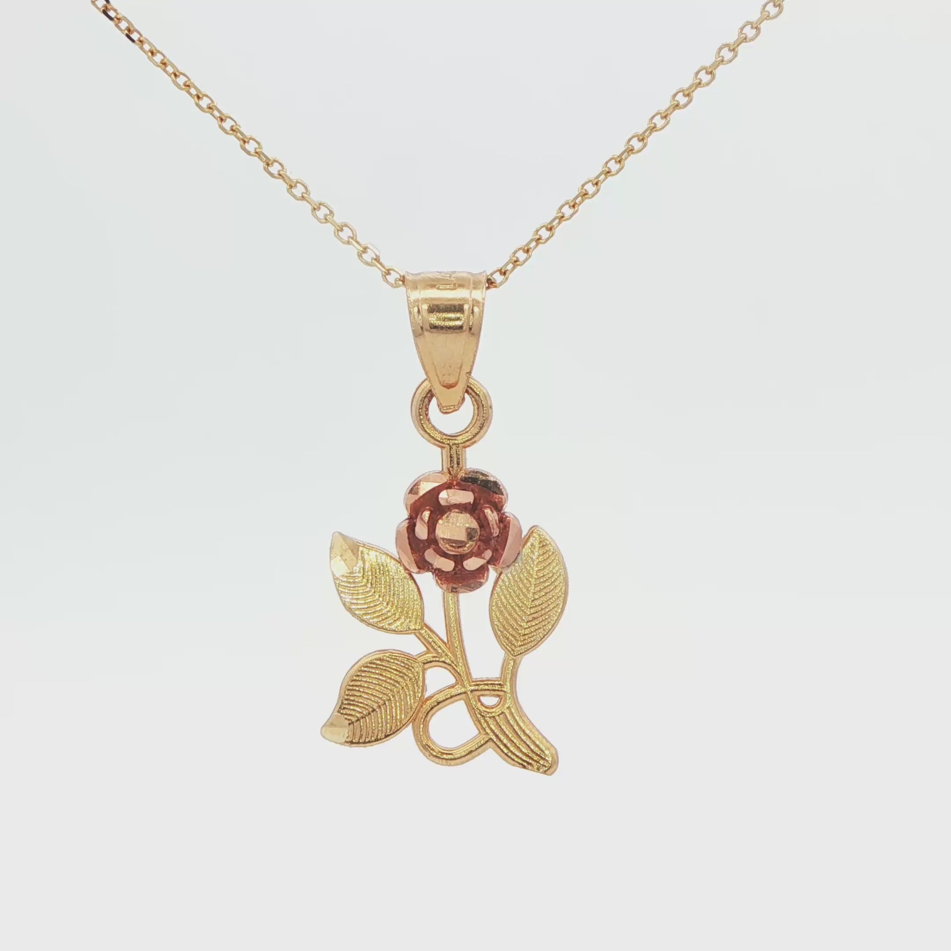 Two-Tone Rose Floral Pendant Necklace