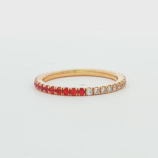 Half Diamond Half Orange Sapphire Eternity Band