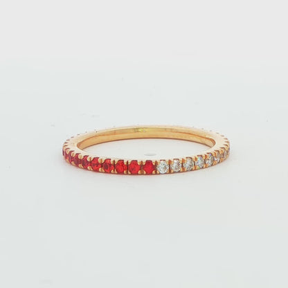 Half Diamond Half Orange Sapphire Eternity Band