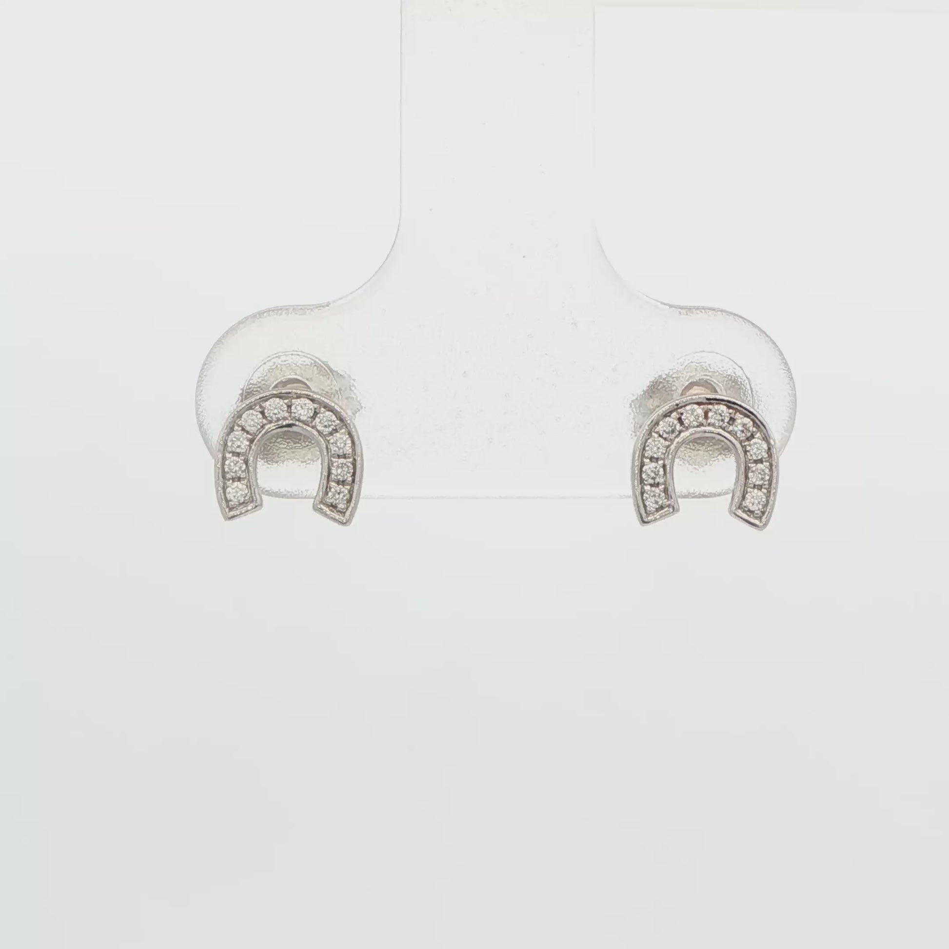 14K WG DIA HORSESHOE STUDS .06 CTTW