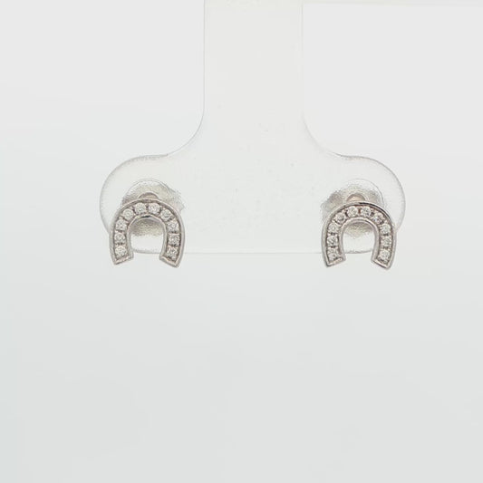 14K WG DIA HORSESHOE STUDS .06 CTTW