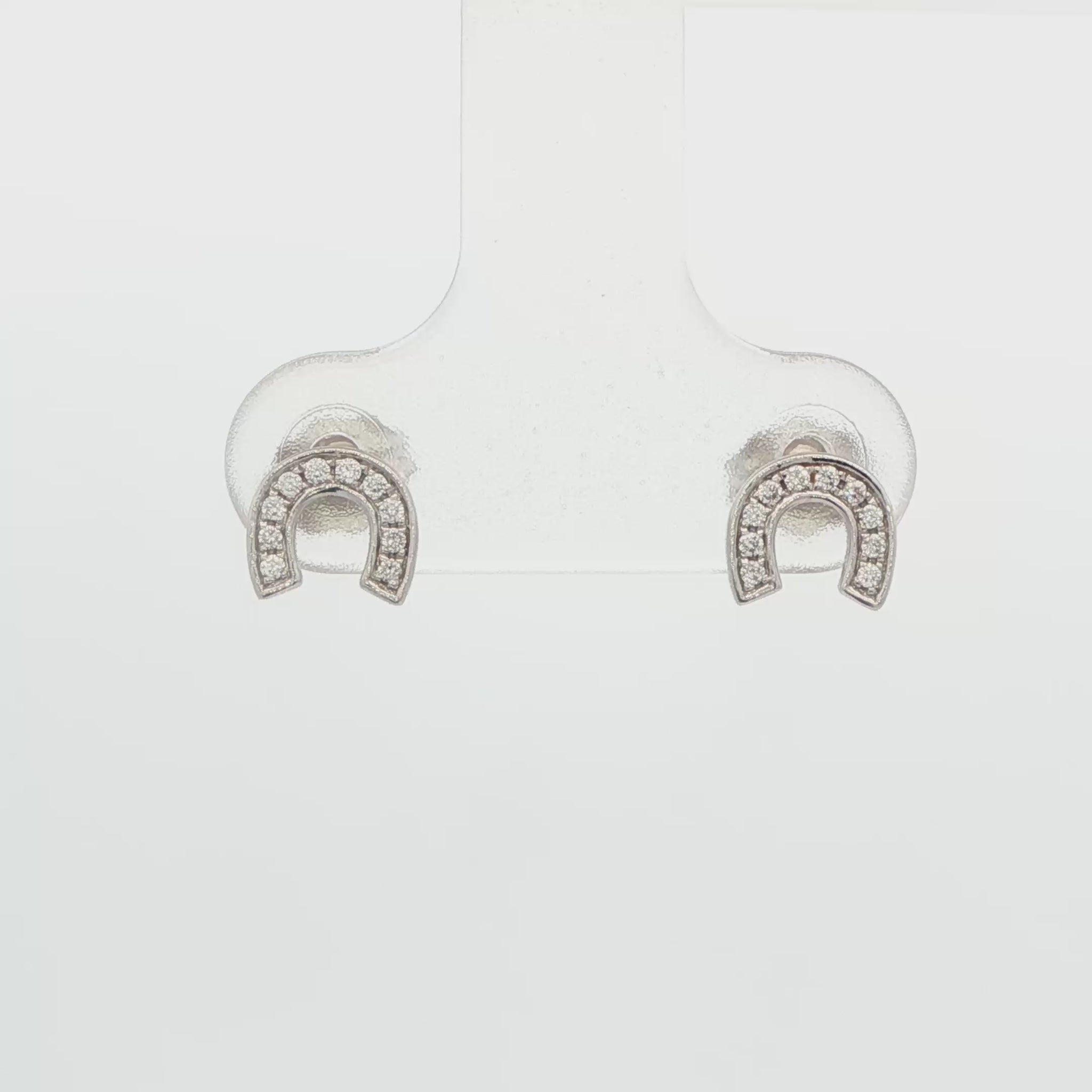 14K WG DIA HORSESHOE STUDS .06 CTTW