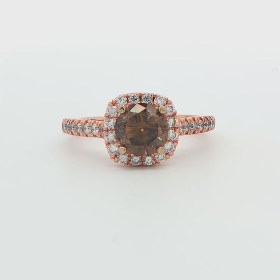 Chocolate Diamond Cushion Halo Engagement Ring