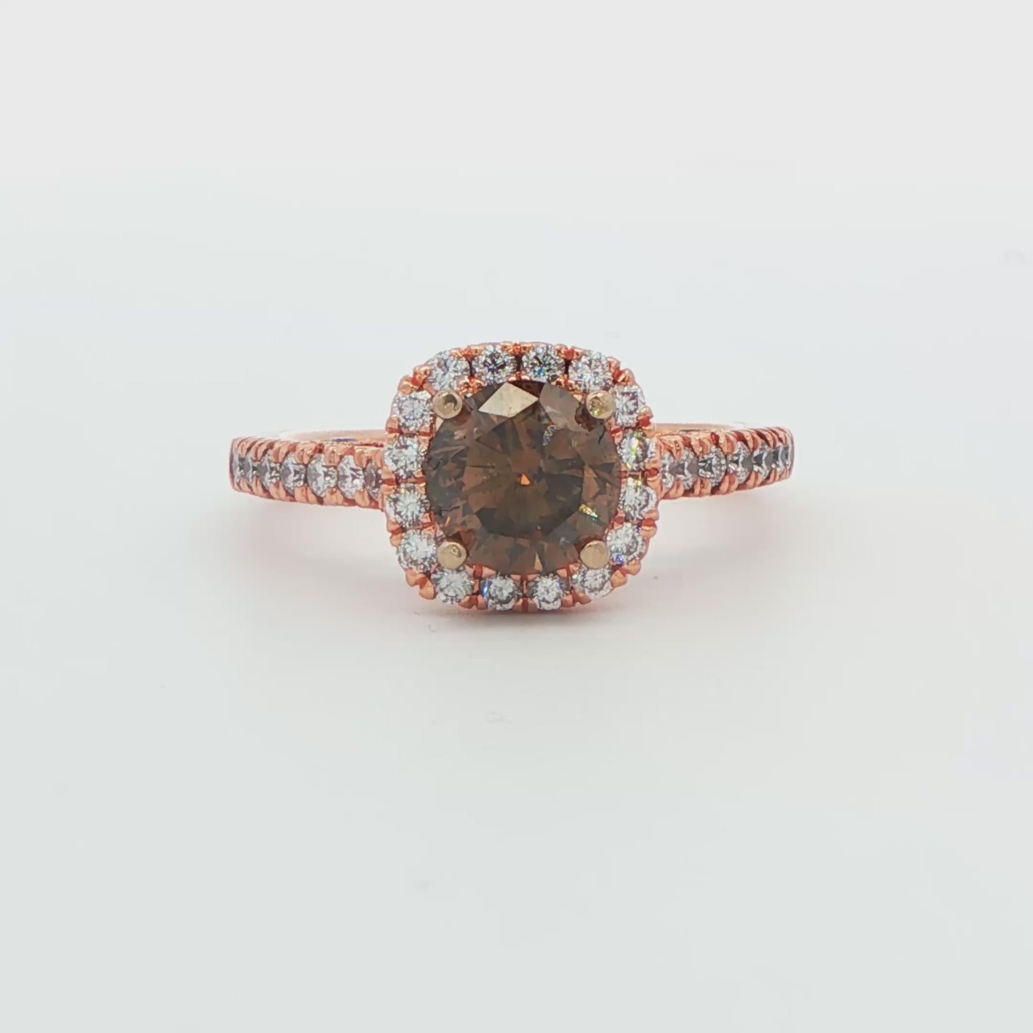 Chocolate Diamond Cushion Halo Engagement Ring