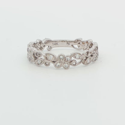 Diamond Floral Wedding Band