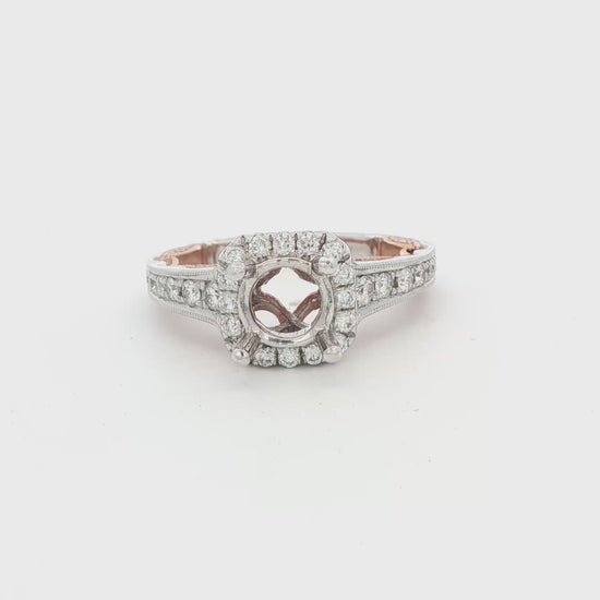 Cushion Halo Semi-Mount Engagement Ring