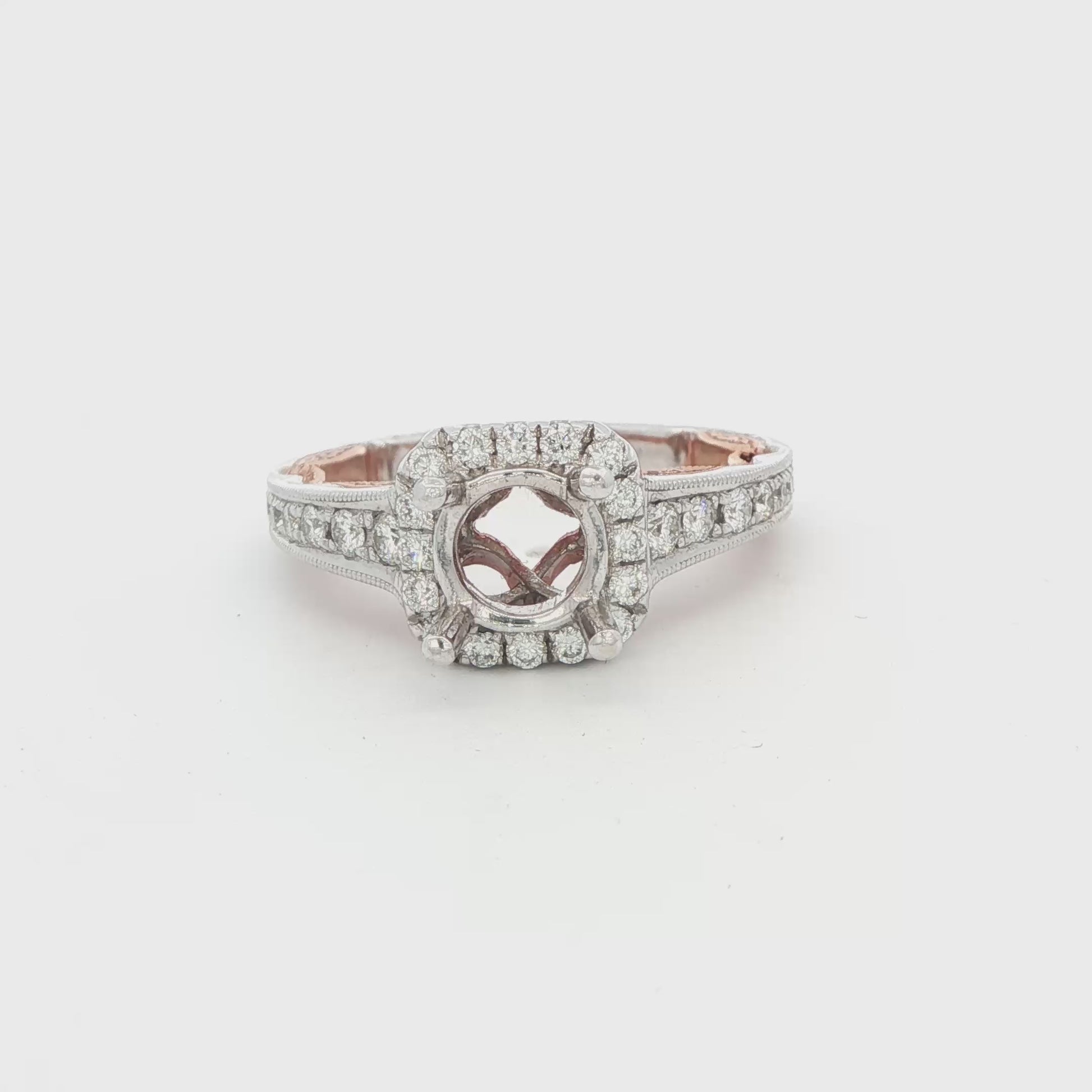 Cushion Halo Semi-Mount Engagement Ring