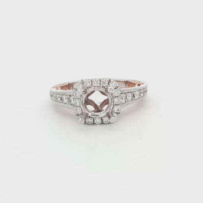 Cushion Halo Semi-Mount Engagement Ring