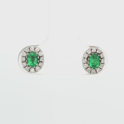 18K WG EM & DIA HALO STUD EAR EM 0.33 DIA 0.18