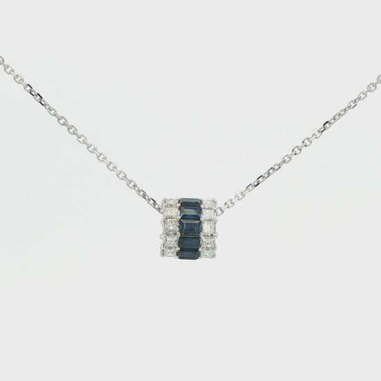 Blue Sapphire and Diamond Rolling Pendant