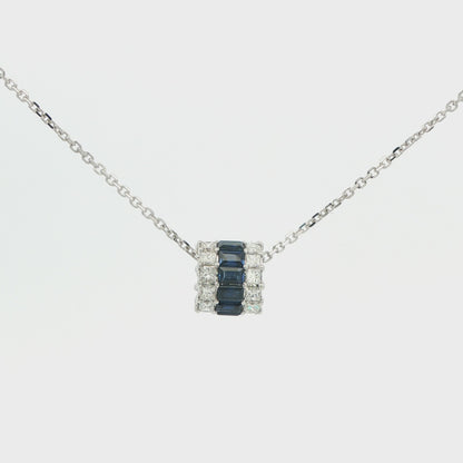 Blue Sapphire and Diamond Rolling Pendant