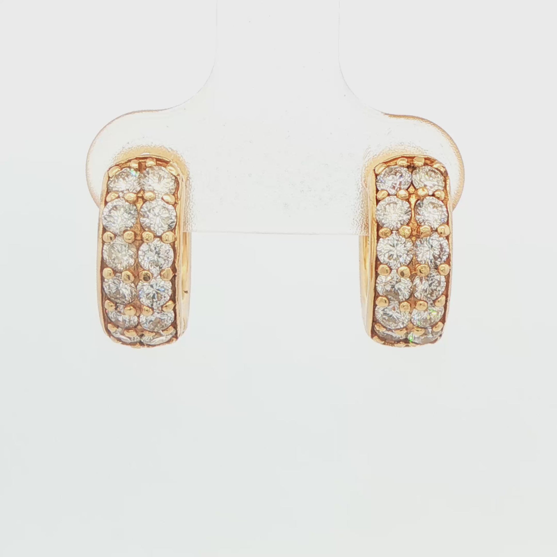 Two-Row Diamond Huggie Earrings