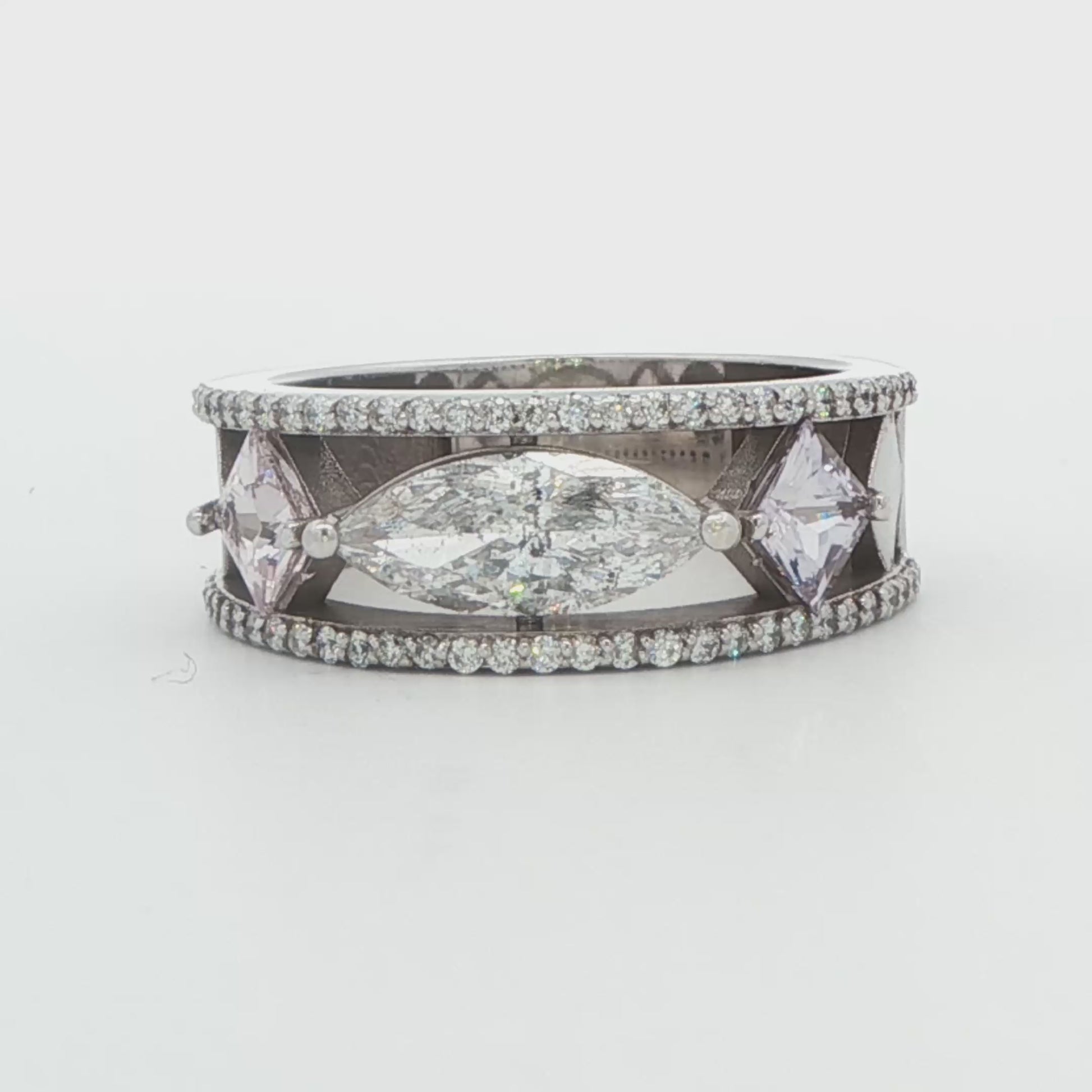 Marquise Diamond and Pink Sapphire Ring