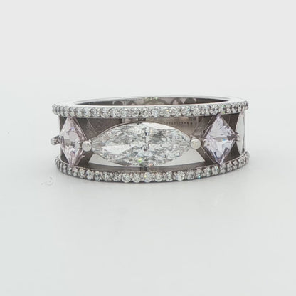 Marquise Diamond and Pink Sapphire Ring