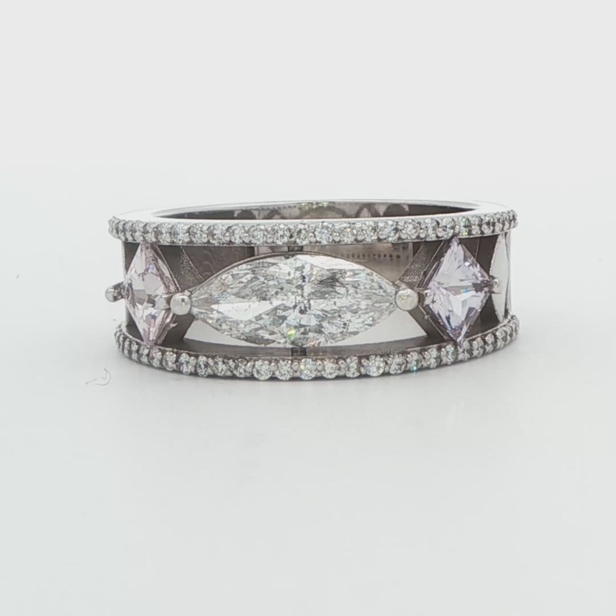 Marquise Diamond and Pink Sapphire Ring