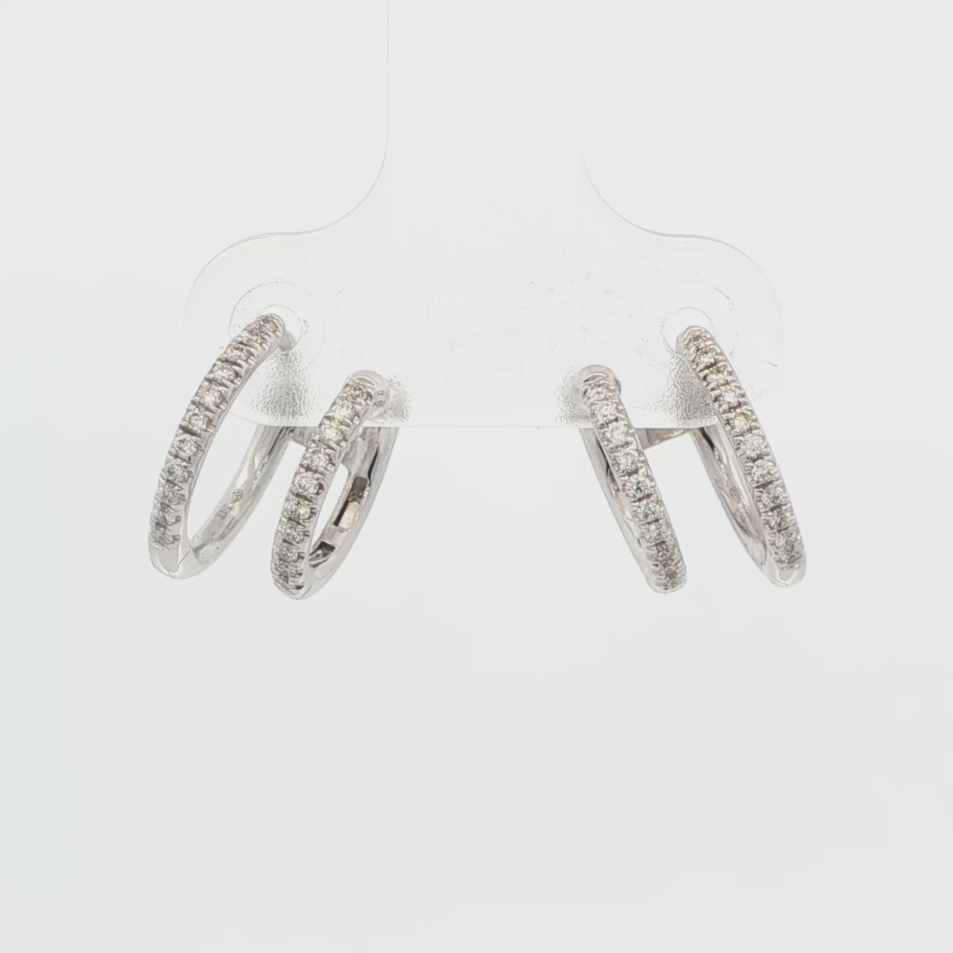 Diamond Two-Row Stud Cuff Earrings