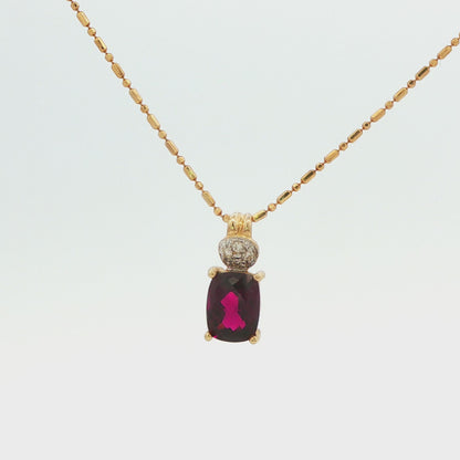 Rhodolite Garnet & Diamond Pendant Necklace