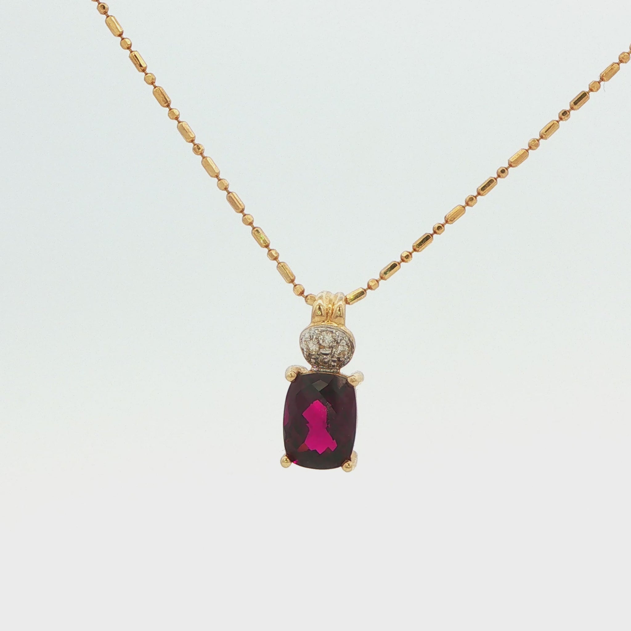 Rhodolite Garnet & Diamond Pendant Necklace
