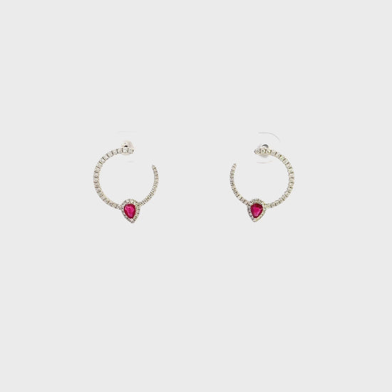 Diamond and Ruby Hoop Earrings