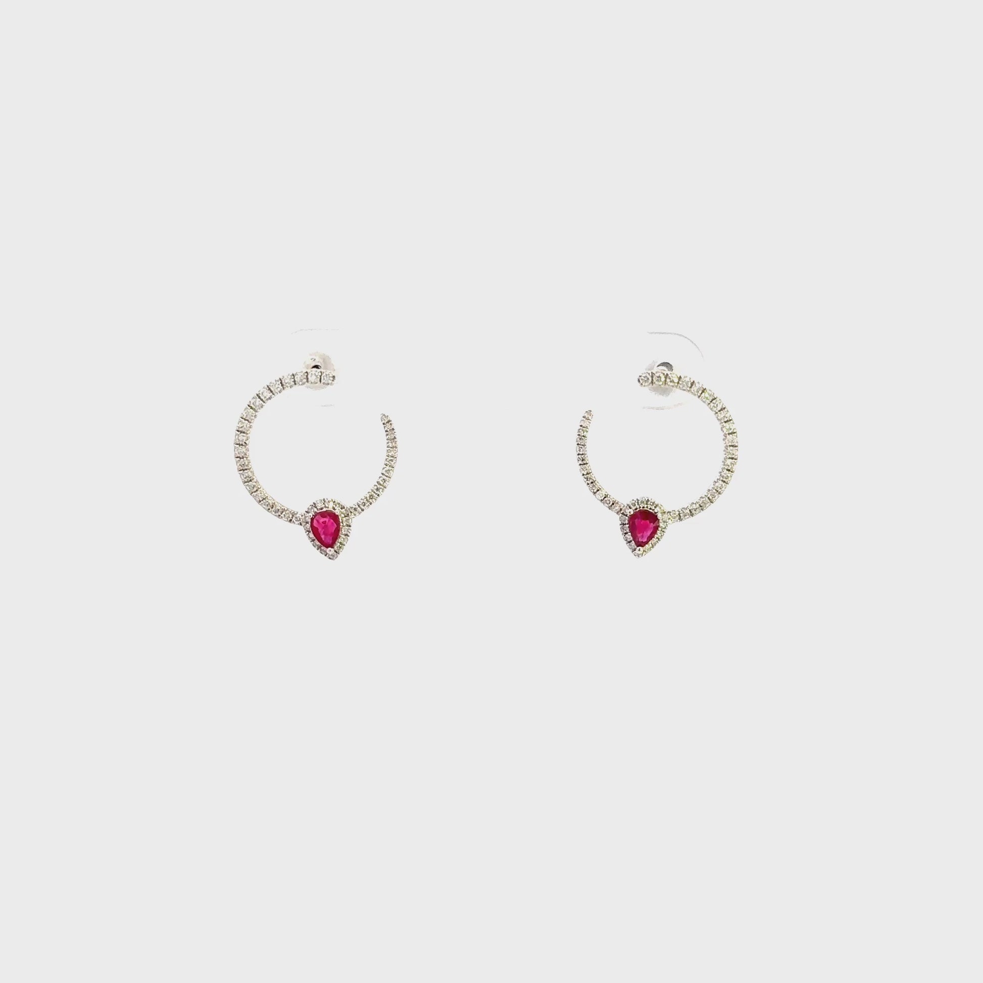 Diamond and Ruby Hoop Earrings