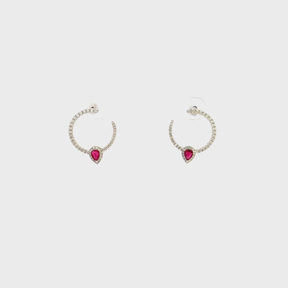 Diamond and Ruby Hoop Earrings