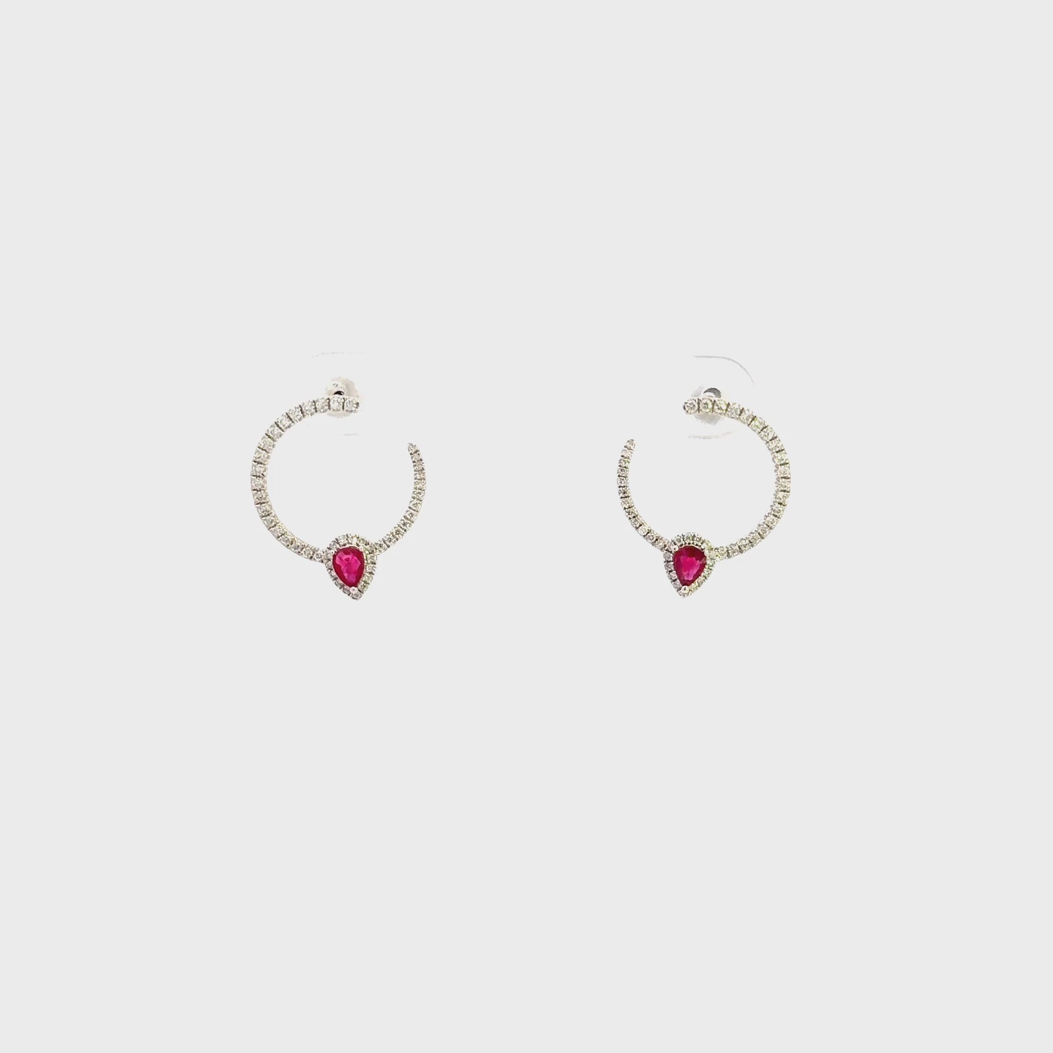 Diamond and Ruby Hoop Earrings