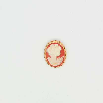14K Yellow Gold Shell Cameo Brooch