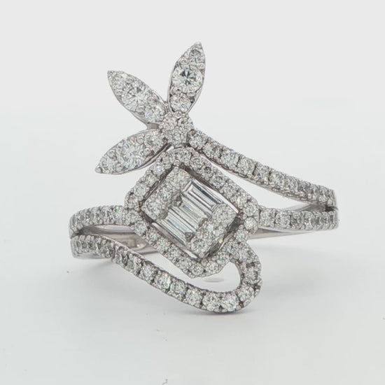 Princess-Cut Diamond Halo Swirl Ring