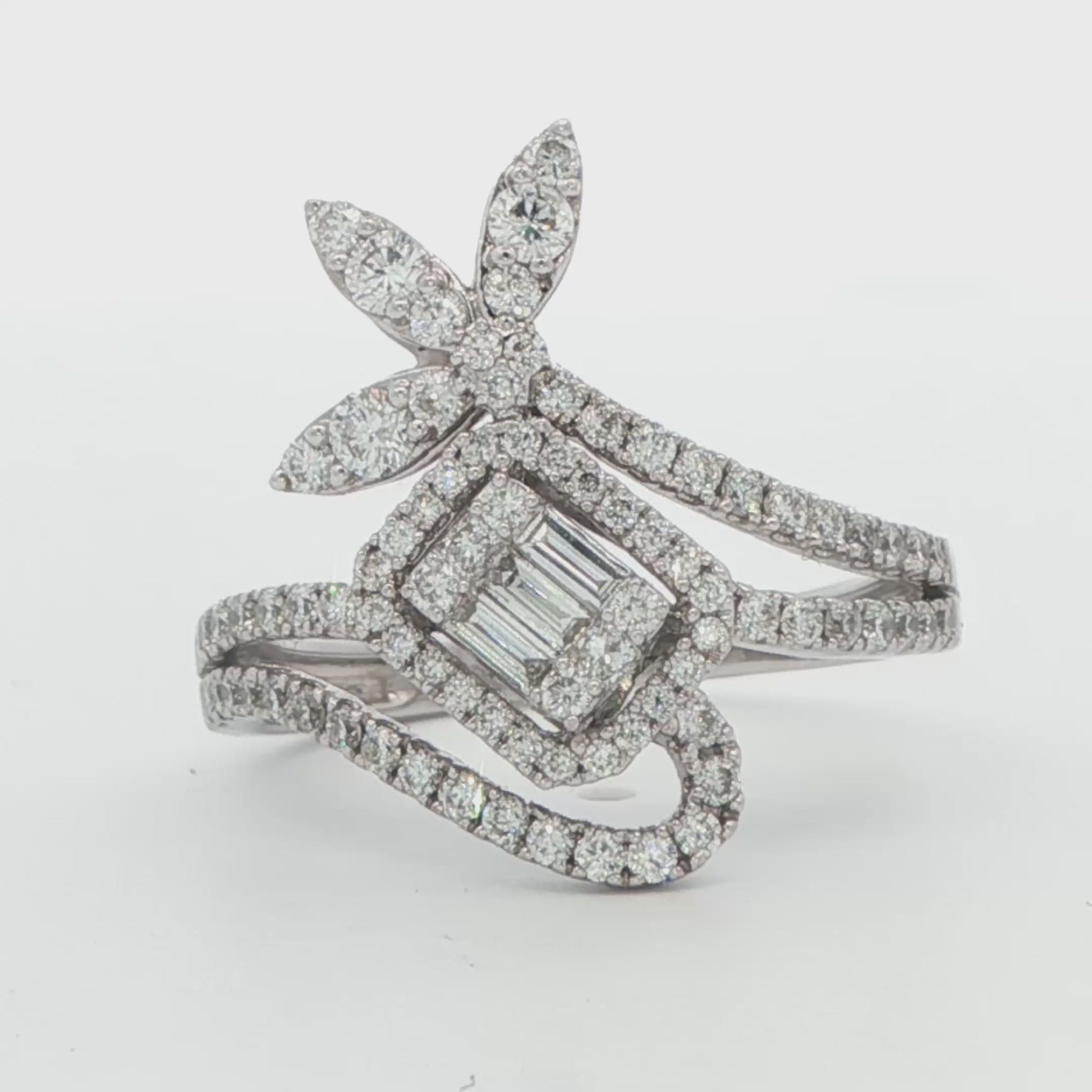 Princess-Cut Diamond Halo Swirl Ring