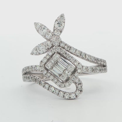 Princess-Cut Diamond Halo Swirl Ring