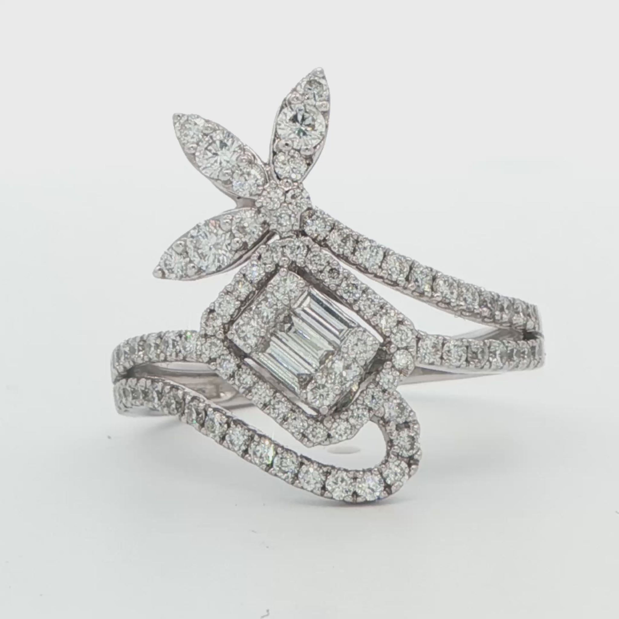 Princess-Cut Diamond Halo Swirl Ring