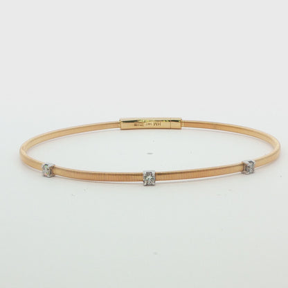 14K YG THREE STONE DIA BANGLE