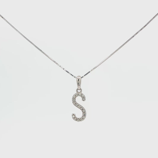 Diamond Initial S Pendant Necklace