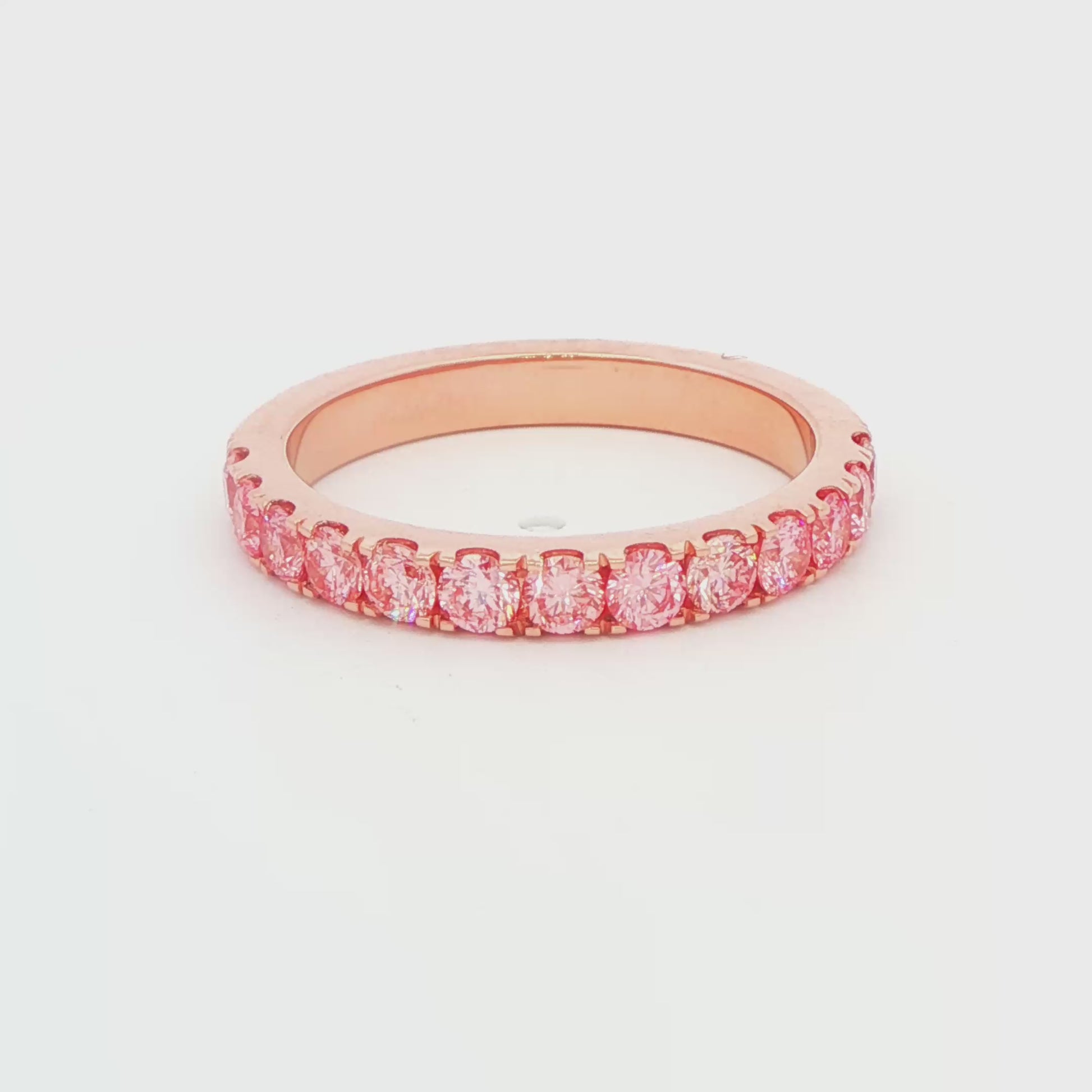 14K Rose Gold Lab-Grown Pink Diamond Band