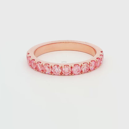 14K Rose Gold Lab-Grown Pink Diamond Band