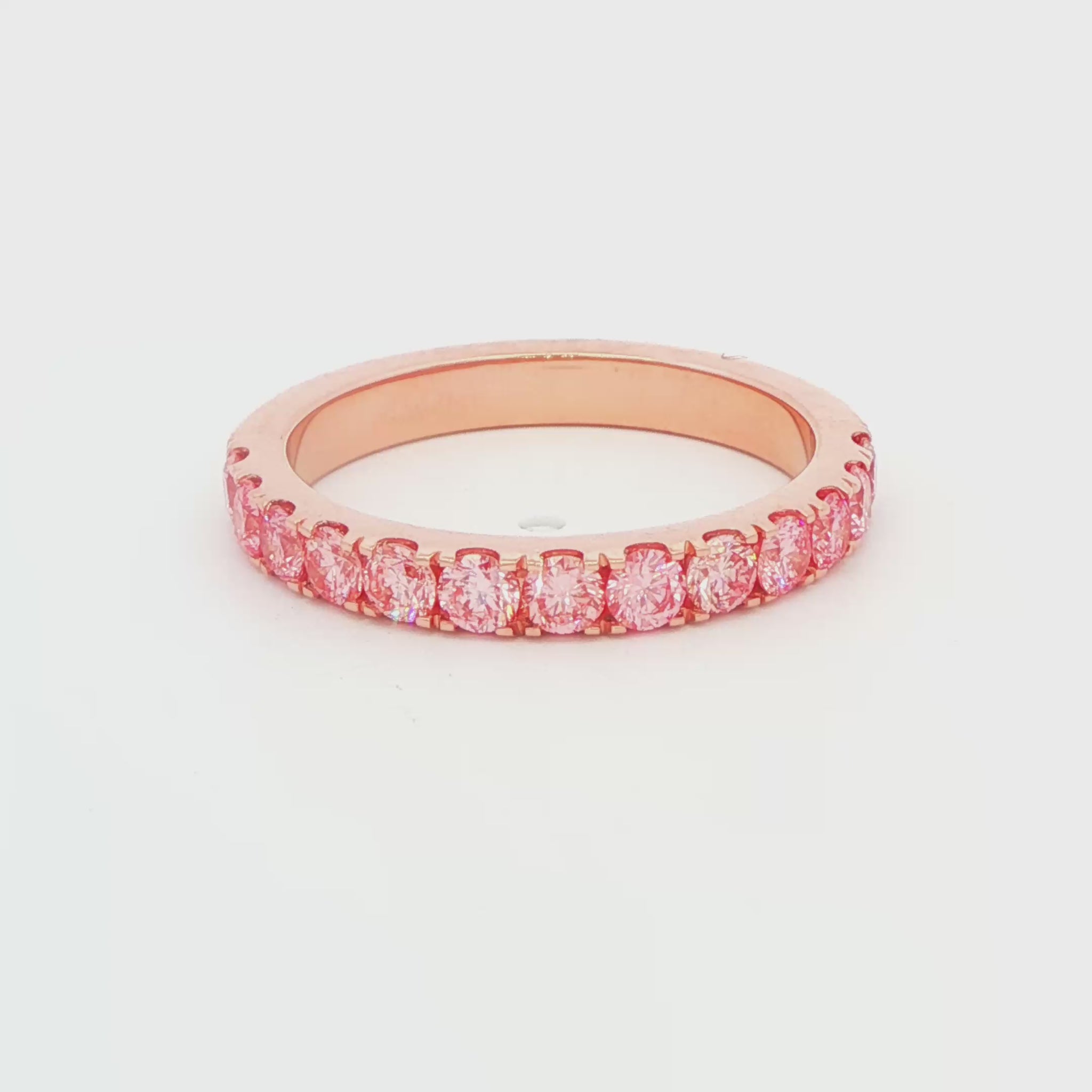 14K Rose Gold Lab-Grown Pink Diamond Band
